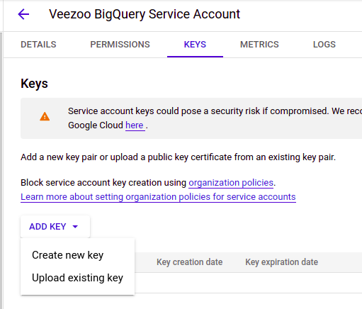 Service account keys