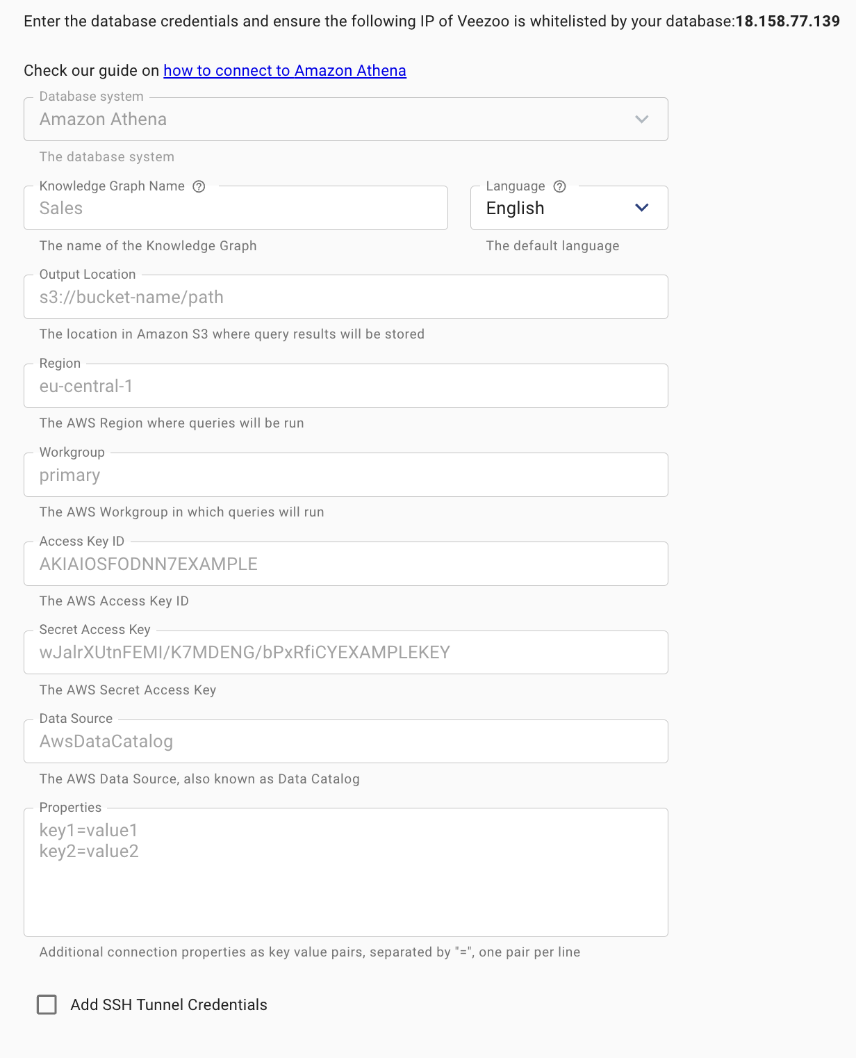 Database settings