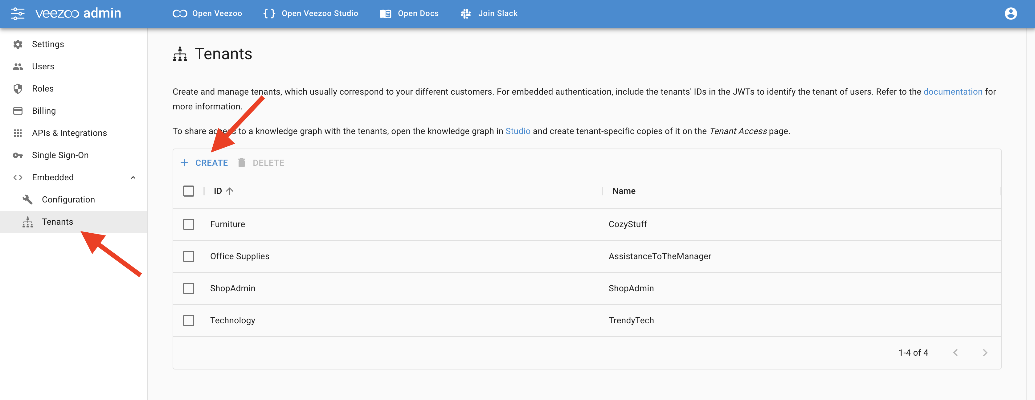 Admin Embedded Configuration