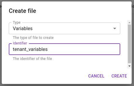 Studio > Files > Variables > Modal